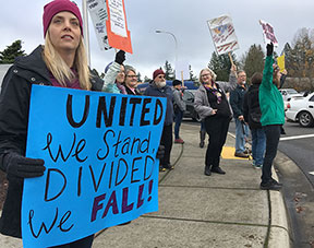Protesters with signs