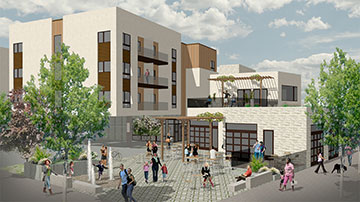 Concept rendering of the CPAH Cedar Mill project, looking
west from Cornell