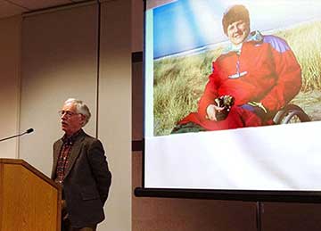 Willy Moore, Terry Hofferber Moore's husband, gives a tribute to Terry