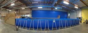 A large above-ground indoor pool.