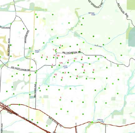 Japanese beetle detections in NW Portland 2016. 402 Japanese beetles were caught between 1988-2015; 2016 catches (343) are 92% of the total for the past 27 years combined!