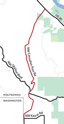 Cornelius Pass map