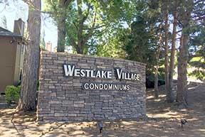 Westlake Village entrance on Old Barnes Road near Saltzman