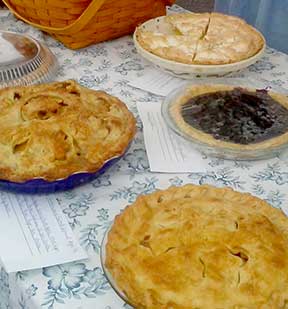 Pies on display.