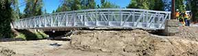 Aluminum pedestrian bridge.