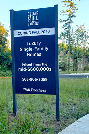 Toll Brothers Cedar Mill Landing sign