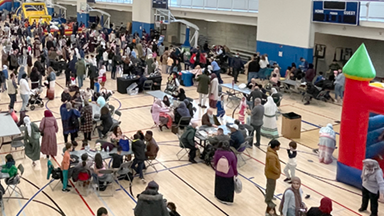 eid celebration in gymnasium