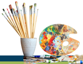 paintbrushes and paint palette