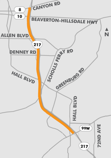 map of 217 closure
