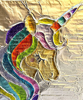 rainbow unicorn foil art