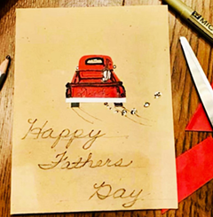 fathers day card with red truck