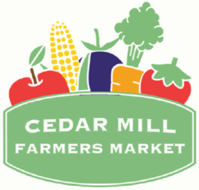 cedar mill farmers market logo with illustrated vegetables