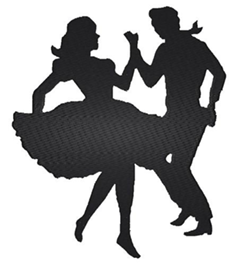 silhouette of two dancers