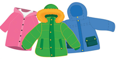 three colorful coats