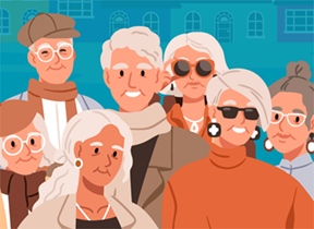 illustration of older crowd