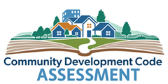 community development code assessment logo house on book