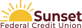 sunset federal credit union new logo featuring yellow sun