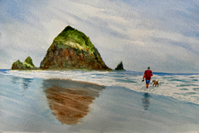 painting of haystack rock