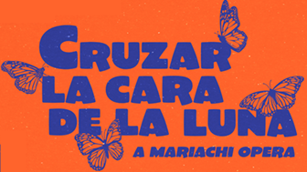 cruzar la cara de la luna logo in red and blue