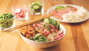 seared ahi and rice from market of choice