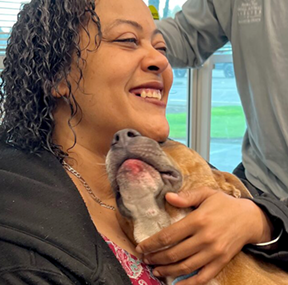 found pet with happy person