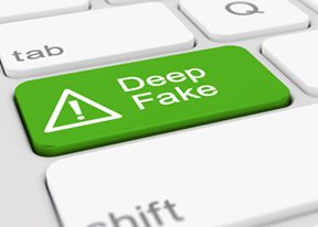 keyboard with key that says "deep fake"