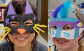 kids wearing paper masks